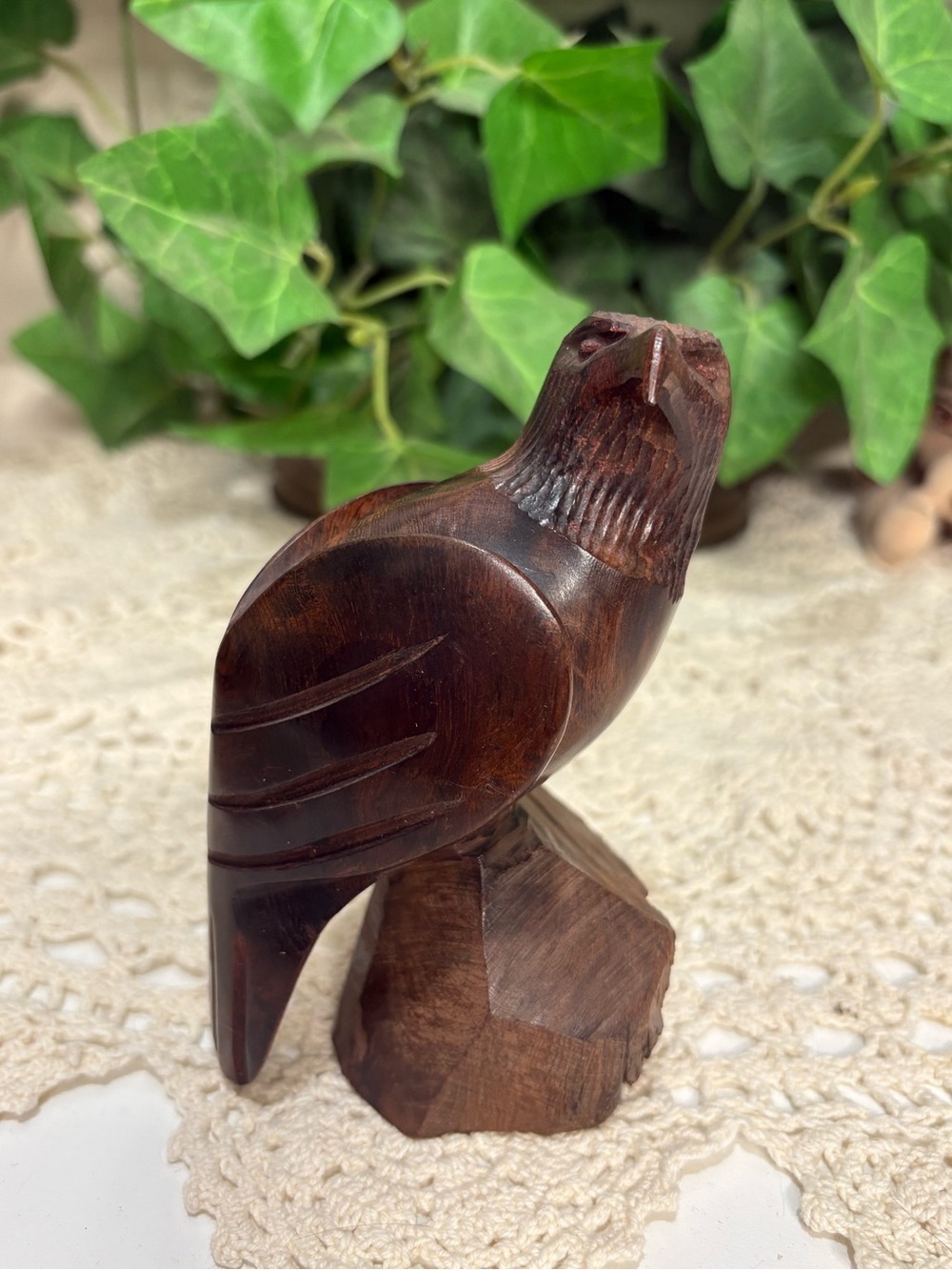 Hand-Carved IronWooden Bird Figurine - Dark Brown